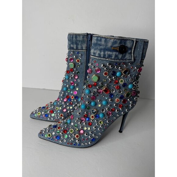 Anthropologie Jeffrey Campbell Dazzle Boots Size 8.5 Denim NEW - Picture 3 of 9